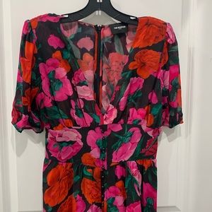 The Kooples Size Large Red and Pink Floral Print Dress